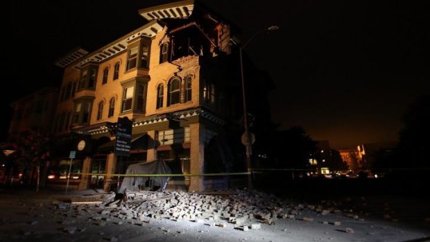 The earthquake damaged this building in Napa, California.