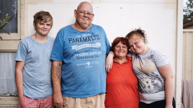 <i>Struggle Street</i> participants: Ashley (second left) and Peta (third left) Kennedy and their family. 