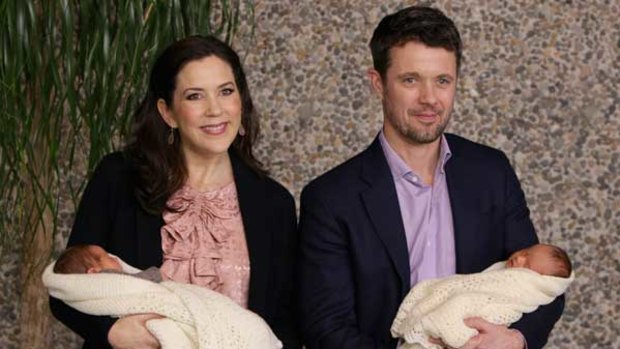 Double the joy: Princess Mary and Prince Frederik with their week-old twins.