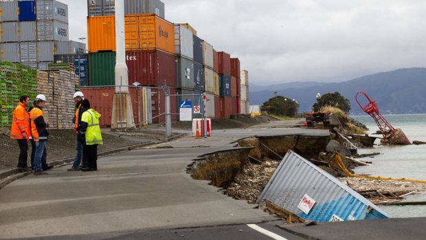 The Port Wellington container terminal was damaged in Sunday's earthquake.
