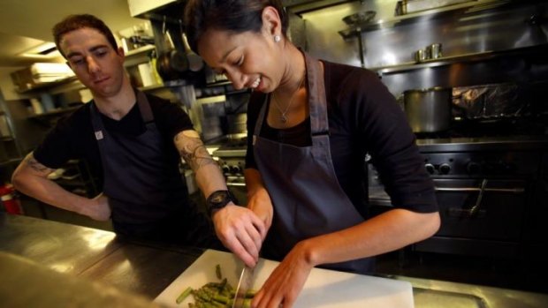 Master Chef contestant Tash Shan does work experience at Ezard restaurant in Melbourne.