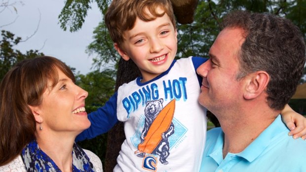 Thomas Ledwith, with parents Melinda and Gregg, is a Tumour Bank donor.