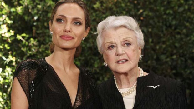 Angela Lansbury (R) and Angelina Jolie at the Governors Awards in Hollywood.