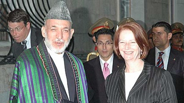 Prime Minister Julia Gillard meets Afghanistan President, Hamid Karzai