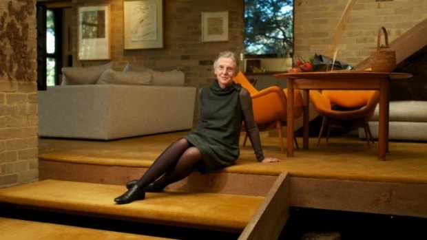 Mary Featherston inside her mid-century house designed by Robin Boyd.
