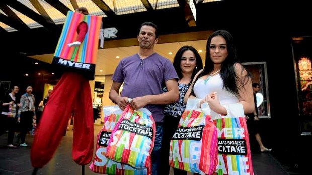 Ayse and Michael Ally and their 17-year-old daughter Selin, of Frankston, stayed up all night in order to make an early start on shopping.