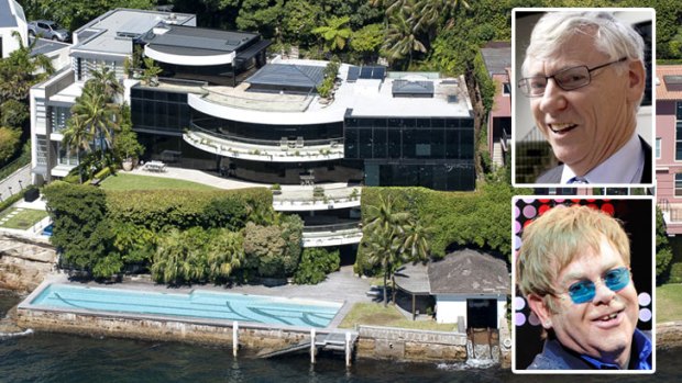 Harbourside splurge: Elton John (bottom right) once had his eye on the Bang and Olufsen house at Point Piper, which Bruce McWilliam (top right) has sold for $33 million.