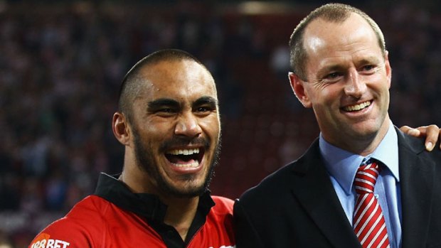 Connection ... Thomas Leuluai with incoming Souths coach Michael Maguire.