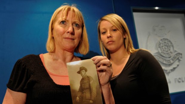 Bronwyn and Kate Duncan with a photo of Walter Menzies.