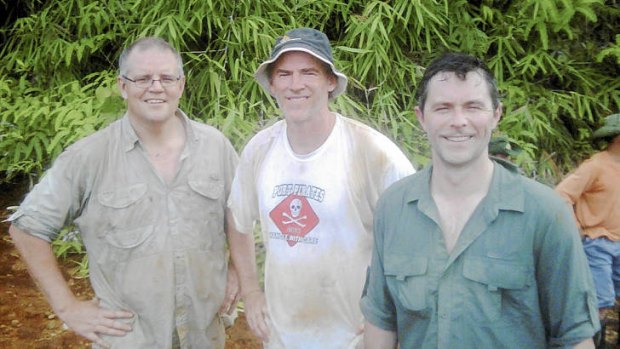 It's a jungle out there ... with federal independent MP Rob Oakeshott (centre) and federal Labor Minister Jason Clare in April 2011, on a trek in Borneo.