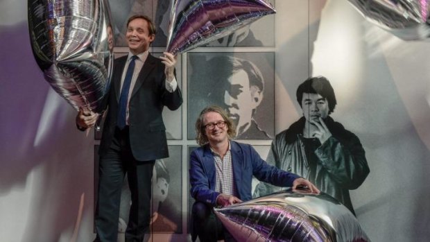 NGV director Tony Ellwood and senior cuator of contemporary art Max Delany announcing the summer blockbuster exhibition of <i>Andy Warhol/Ai Weiwei</i>.