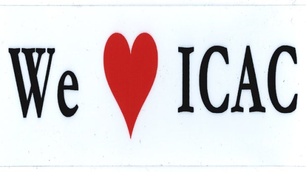 Sticker support: Sighted around Balmoral Beach after ICAC's findings.