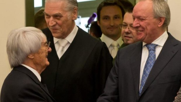 Bernie Ecclestone meets Manfred Noetzel, the leading chief prosecutor in his bribery trial.