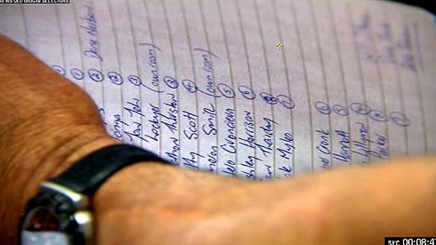 Mal Meninga's notes reveal his State of Origin squad.