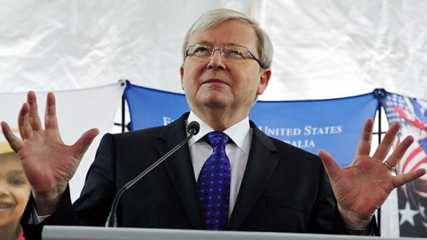 Kevin Rudd said it seemed Tony Abbott was all talk but lacked heart when it came to a fight.