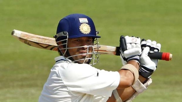Sachin Tendulkar cuts during his second innings hundred.