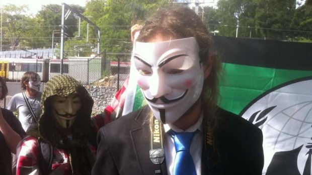 Phoenix at the Anonymous rally in Brisbane.