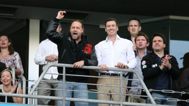 South Sydney saviours: Russell Crowe and Peter Holmes a Court.