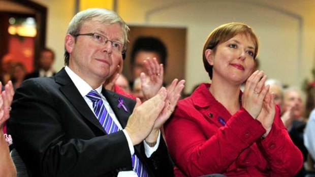 Lara Giddings, pictured here with former Prime Minister Kevin Rudd.