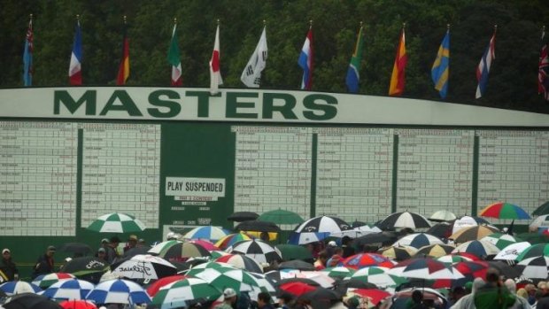 Patrons are evacuated from the course after play was suspended.