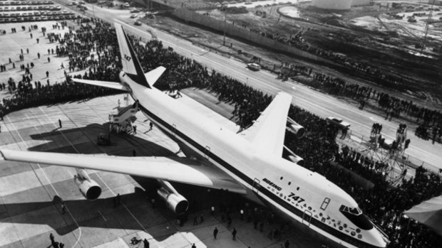 Birth of a giant - the first Boeing 747 jumbo jet making  its public debut in 1969.