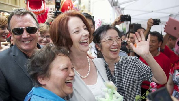 Julia Gillard celebrates Chinese New Year in Melbourne yesterday after talks with New Zealand cabinet ministers.