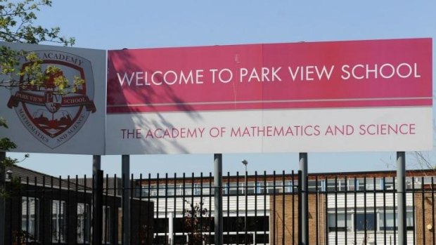 Park View School in Birmingham. Government inspectors say there is a "culture of fear and intimidation" at several British schools. 