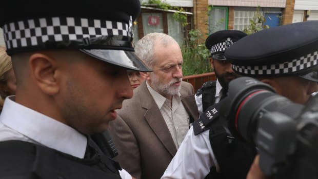 Labour Leader Jeremy Corbyn leaves his home in North London as resignations from his shadow cabinet continued on Monday.