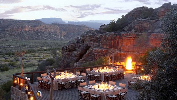 Tea time ... open-air dining at Bushmans Kloof, in the Cederberg mountains.