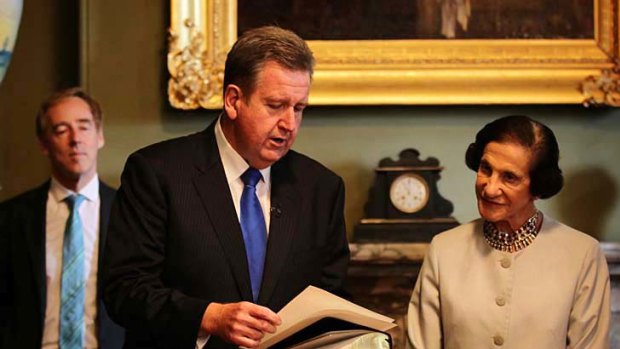Barry O'Farrell with NSW Governor Marie Bashir yesterday.