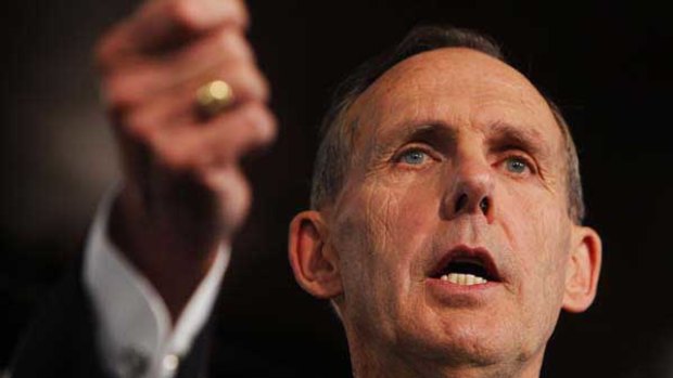 Bob Brown addresses the National Press Club in Canberra.