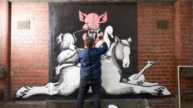 Sheep pig: A Babe-inspired mural by street artist Kaff-Eine commissioned by the Melbourne Symphony Orchestra.