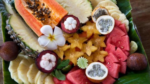 Tropical Fruit Platter for breakfast.