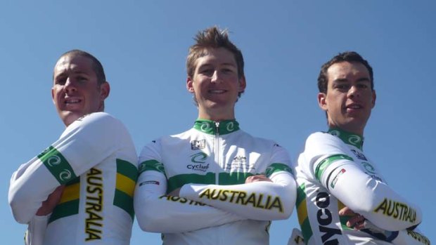 Tight team: Tasmanian cyclists Matt Goss, Wes Sulzberger and Richie Porte.