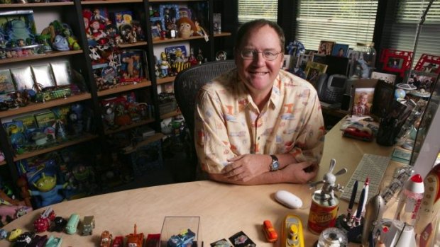 John Lasseter works in his office at Pixar Animation Studios in Emeryville, California.