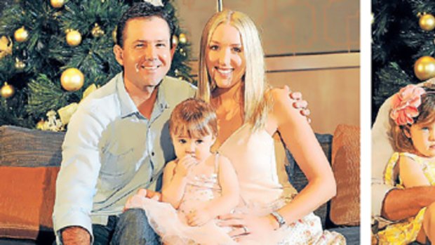 Test players and their families yesterday enjoyed a traditional Christmas Day lunch. Ricky and Rianna Ponting (left) were at Crown with Emmy; Mike and Amy Hussey with Jasmine, William and Molly.