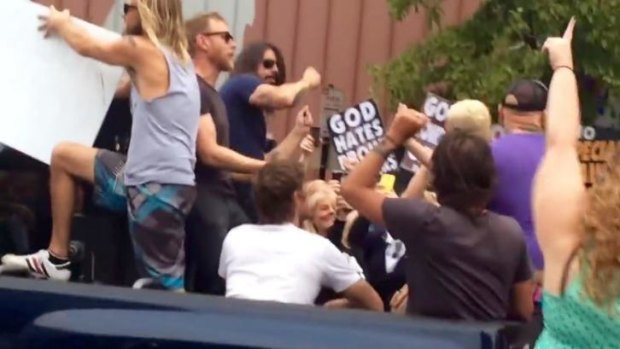 Dave Grohl and the Foo Fighters trolled the Westboro Baptist church protest outside their Kansas City gig.