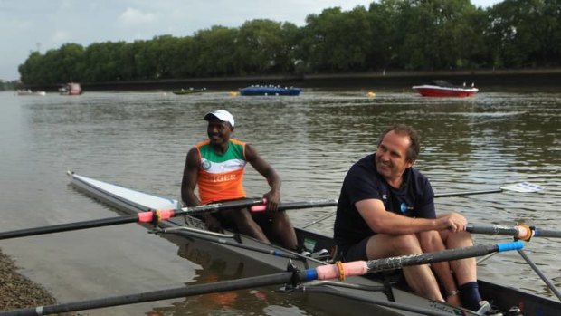 Pleasure boating ... Rupert Guinness joins ''Hamadou the Hippo'' for a scull on the Thames.