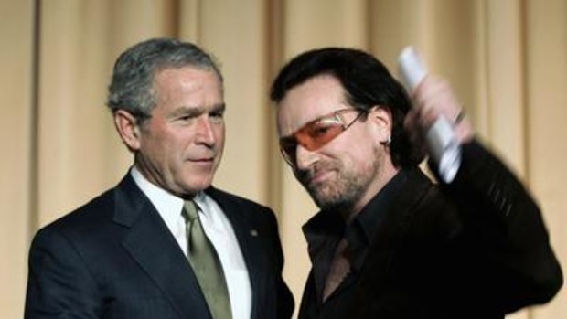 Bono prefers to hobnob with celebrities like George W Bush.