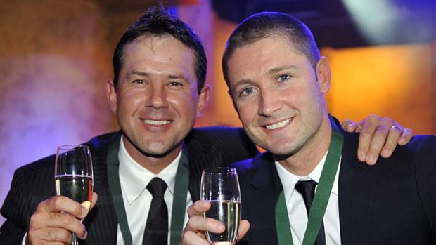 Ponting and Clarke at the Allan Border Medal presentation in 2009.