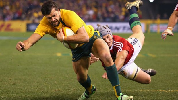 Game-breaker: Adam Ashley-Cooper of the Wallabies scores the only try.