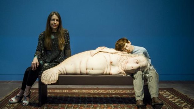 Patricia Piccinini at the opening of the <i>In The Flesh</i> exhibition at the National Portrait Gallery. 