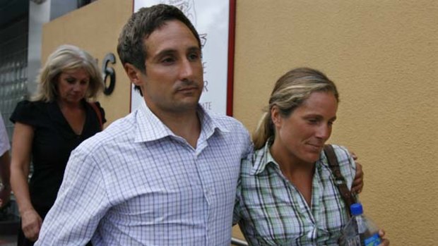 Leaving court ... Pablo Comas and wife Samantha.