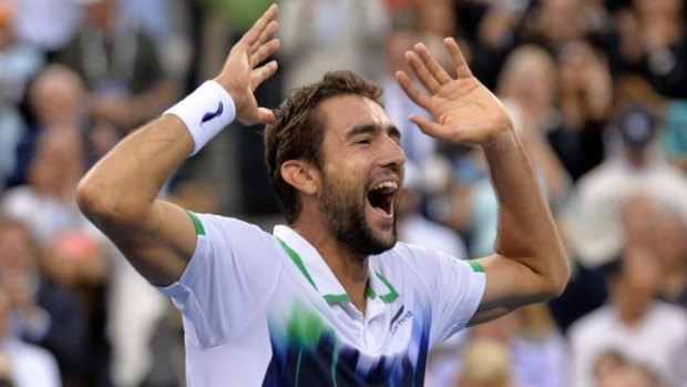 Marin Cilic shows his happiness after winning the US Open title.
