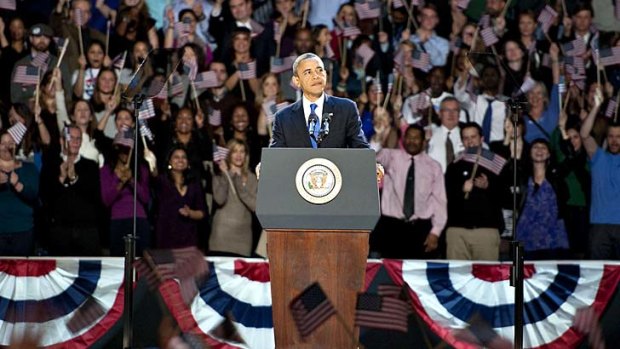 Barack Obama makes his acceptance speech.