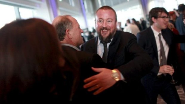 Vice's Shane Smith, centre, at the premiere of its program on cable channel HBO. 