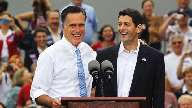 Right support ... Mitt Romney with his running mate, Paul Ryan.