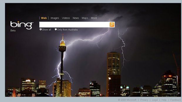 Sydney graphic designer Jeremy Somers' amazing photograph as it appears on the Bing home page.