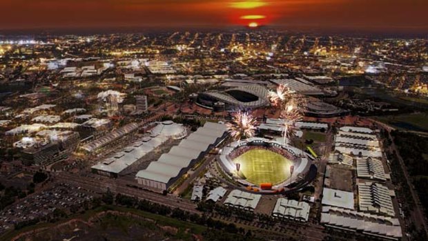 Chateau Sheedy … artist impression of new grandstands and improved facilities at the Sydney Showground site.