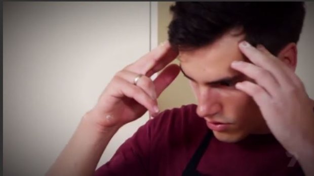 The stress goes to Josh's head during his final cook on MKR.